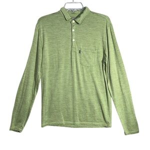 Woolly Men’s Rugby Polo Shirt Size M Green Merino Wool Outdoor Long Sleeve